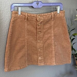 Black Label Brown Corduroy Button Down Mini Skirt